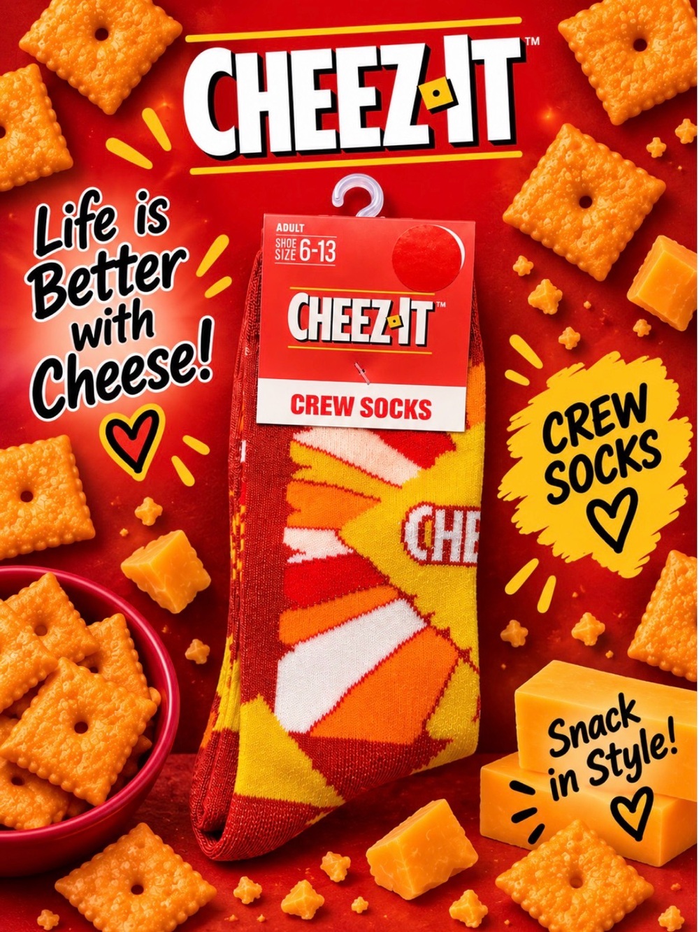 Cheez It Socks - Size 6-13